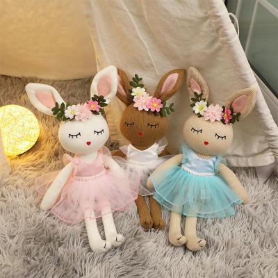 China Promotional Gift 45cm Hot Hawaiian Style Easter Bunny Cute Knitting Amazon Stuffed and Plush Soft Toys Ballet Dress Animal Bunny for Girl Gifts for sale