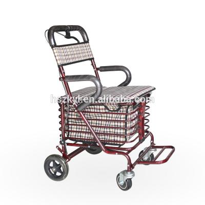 China Adjustable height best 4 wheel folding rollator walker with cheap price for sale