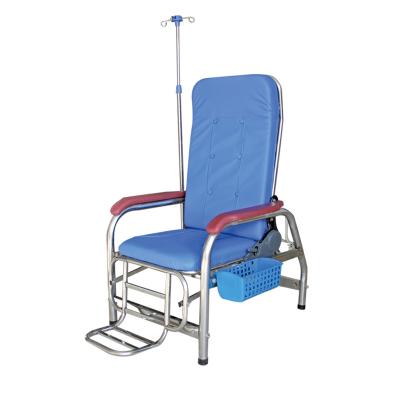 China Modern Medical Hospital Single Metal Iv Drip Infusion Chairs With Iv Pole With Basket for sale