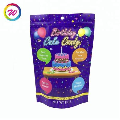 China Food Grade Moisture Proof Custom Digital Printed Plastic Stand Up Pouch Bag With Zipper Top For Candy Candy for sale