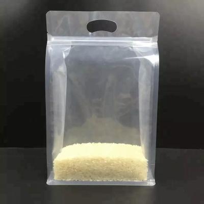 China Moisture Proof Plastic Transparent Flat Bottom Rice Bag With Blow Hole for sale