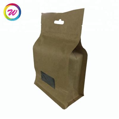 China Moisture Proof Custom Stand Up Resealable Brown Paper Bag With Custom Shape Window for sale