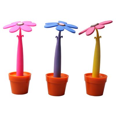 China Promotional Pen Interesting Sunflower Soft Rubber Pen In Flowerpot Design Table Pen Office Pen For Promotional Gift for sale