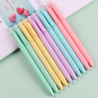 China office & Promotional Custom School Pen Push Action Logo Macaron Color With School Plastic Ballpoint Pens for sale