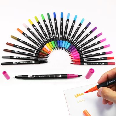 China Promotion\Business\Tip Brush Art Marker Pen School Stationery\Office Dual in 24 Colors Stationery Set School Supplies Writing Drawing Fineliner for sale