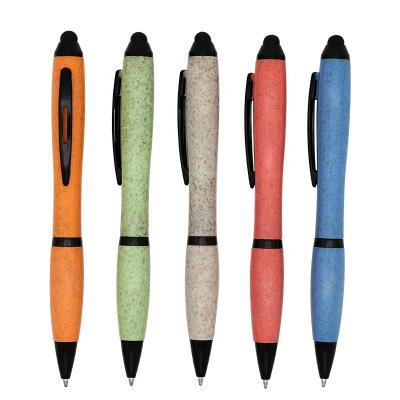 China Pen Hot selling stylus ballpoint pen in green wheat straw material environmental protection stylus pen for sale