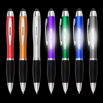 China Promotional Led Pen Light Up Laser Luminescence Personalized Logo Pen With Touch Screen Advertising Light Box Ballpoint Pen for sale