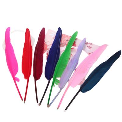 China Advertising And Gift Logo Feather Pen Colorful Fashion Feather Shape Pen For Promotion for sale