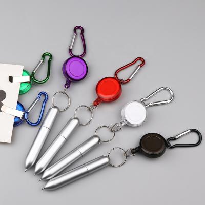 China Pen Wholesale Promotional Point Carabiner Portable Pen with Clip and Lanyard Badge Belt Carabiner for sale