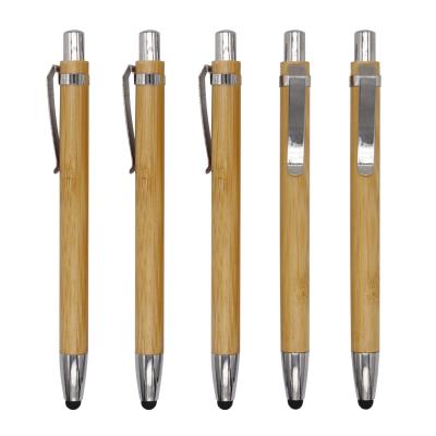 China Promotional Pen Customized Laser Logo Bamboo Pen With Stylus For Gift Advertisement for sale