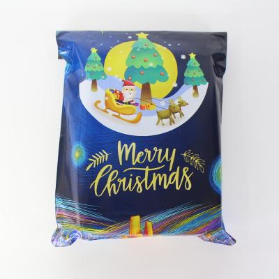 China Christmas Logo Plastic Mailing Bags Poly Material Waterproof Biodegradable Packaging For Clothes for sale