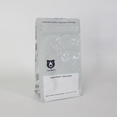 China UV spot food grade coffee packing bag with zipper flat bottom stand up ziplock bag for coffee bean for sale