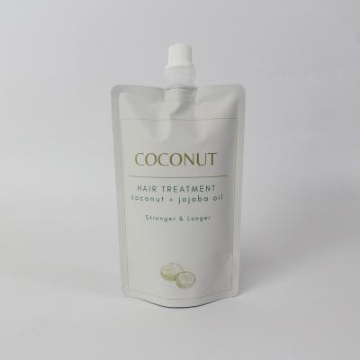 中国 100ml custom print aluminum foil white spout pouch cosmetic packaging stand up pouch with spout for coconut oil 販売のため