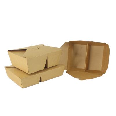 Chine Eco-friendly disposable dessert take away food container kraft paper lunch box for fast food paper box à vendre