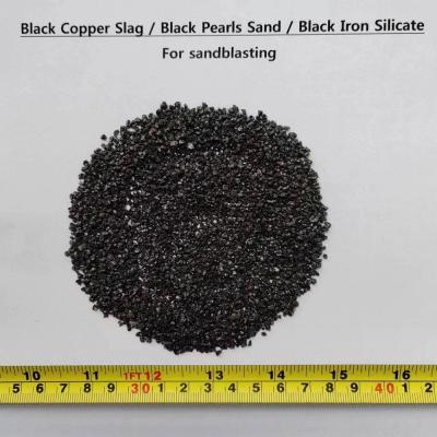 China Black Copper slag black Iron-silicate black pearls sand mesh 20/40 for sandblasting medium for sale