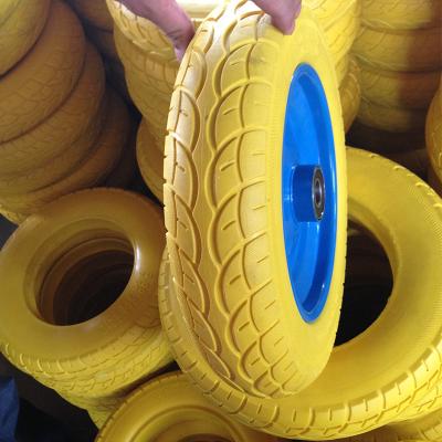 China Building Material Stores Puncture Proof 3.50-8 Solid PU Foam Tire With Plastic Rim for sale