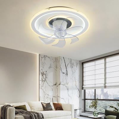 China Modern Modern Simple Ceiling Lamp 7 Blade Ceiling Fan Remote Control Round Ceiling Fan With Led Light for sale