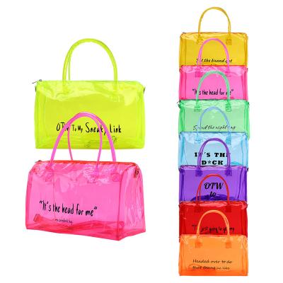 China Hot Selling Fashion PVC Girls Travel Duffel Bag Transparent Travel Bag Stylish Portable Makeup Weekender Holographic Colorful Overnight Hot For Women for sale