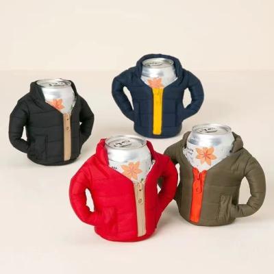 China Insulated Coat Shape Insulated Beer Soda Drinks Can Cooler Carry On Beer Bottle Cover Coat Sleeve Holder With Zipper for sale