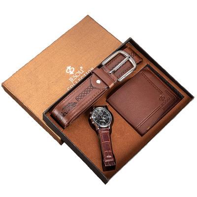 China Exquisite combination men's waterproof Valentine's Day gift watch+wallet +belt box 3pcs wallet set for sale