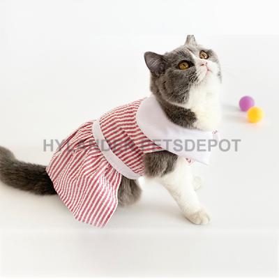 China Cute Funny Pet Cat Stripe Pet Clothes Dresses Kitten Dog Clothing Summer Lightweight Viable Skirt Pet Dress for sale