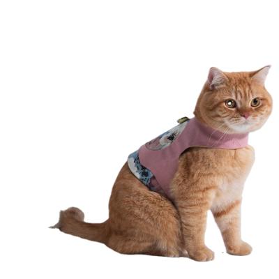 China Private Label Cat D-Ring Cat Escape Harness Butterfly Applique Flower Print Vest Back Harness DETACHED Pretty for sale