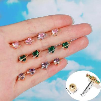 China Cute Celebrity Style Internet Heart Bone Ear Bone Studs Colorful Small Circles, Exquisite and Compact Zircon Earring, Twist Ball Spiral Piercing for sale