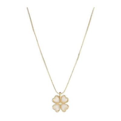 China 14k Fashion Exquisite Women's Clavicle Chain Fourleaf Grass Necklace Simple Temperament Short Necklace for sale