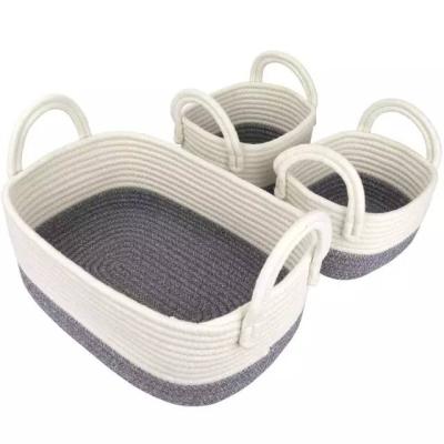 China Extra Large Storage Baskets Cotton Rope Baby Stored Woven Basket Laundry Basket With Handle for sale