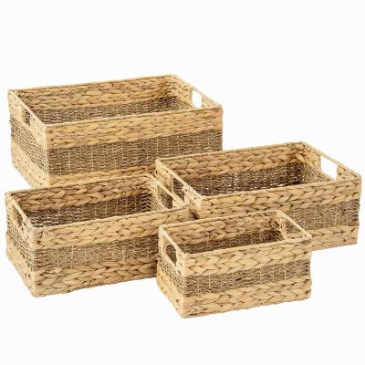 China Good Quality Factory Price Decorative Handmade Household Straw Storage Basket Minimalist for sale