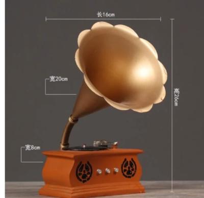 China Phonograph Wooden Antique Ornament Prop Model Design Handwork Window Arts Creative Crafts Roll Up Sculpture Statue for sale