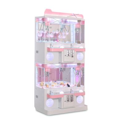 China New Design Attractive Appearance Doll Claw Machine Pink Clip Mini Toy Dropping Machine For Market Guangdong 4 Users for sale