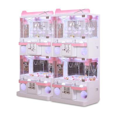 China Attractive Appearance Four Players Coin Operated Arcade Games Pink Cute Square Crane Machine Doll Toy Catching For Entertainment Venue for sale