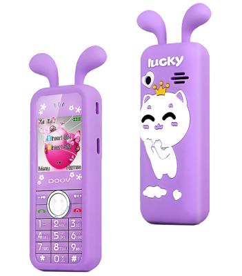 China Dual SIM Card 1.44 inch Color Screen Dual SIM Card Mini Flip Cartoon cat Child Mobile Phone For Kids for sale