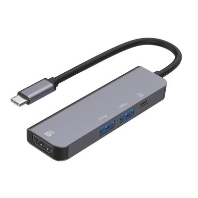 China Sync Media in Phone to Display Type-C to HDTV 4K USB3.0 2 Port HUB with PD2.0 Power Supply Four-in-one Docking Station for sale