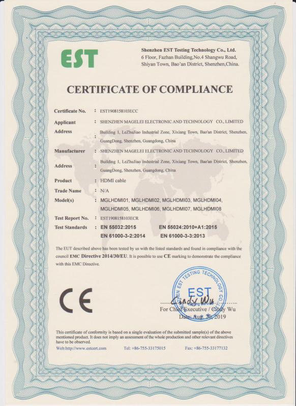 CE - Shenzhen Magelei Electronic And Technology Co., Ltd.