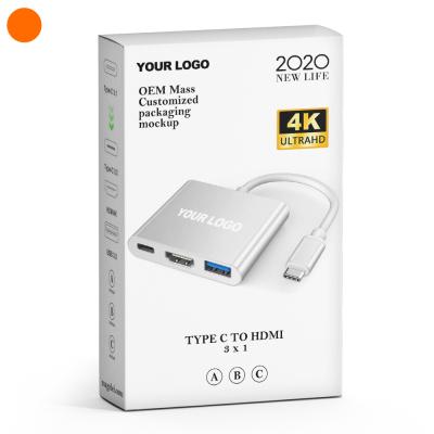 China Best Buy Type C Hub Mobile Phone Type-C To Hdmi + Usb3.0 Adapter Cable 3 In 1 USB Cable USB 3.0 Connector, Type C Mobile Phone, NC D 'computer ; GUA for sale