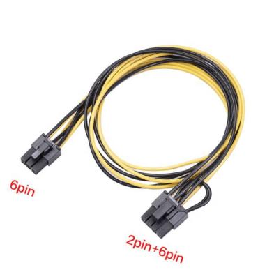 China Custom Graphics Card OEM Computer Power Cable 20CM 50CM Graphics Card 6Pin to 8Pin Male (6+2Pin) to Male Conversion Cord for sale