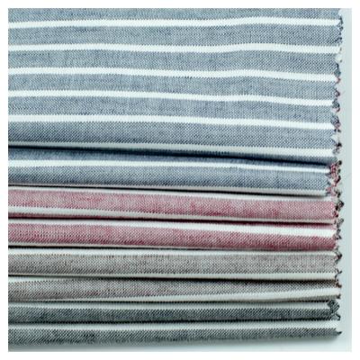 China Wholesale Tear-resistant ramie 55% 45% cotton yarn dyed cross striped ramie linen fabric stocklot for sale