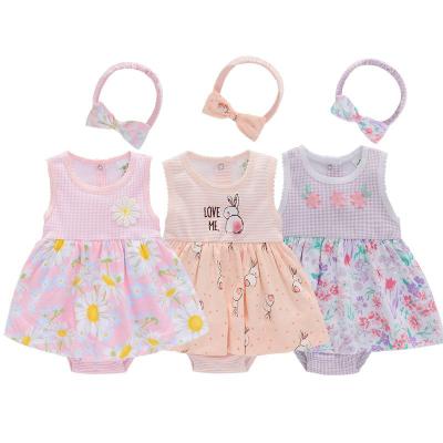 China OEKO-TEX CERTIFICATE 2 Piece Jumpsuit Girl Dress Short Sleeve Baby Rompers for sale