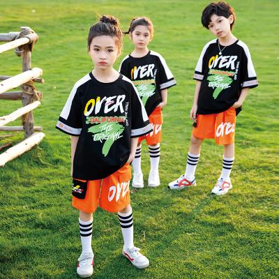 China Antibacterial Children Suits Summer Fashion Clothes T-shirt Hiphop Performance Clothing Loose Short Sleeve for sale