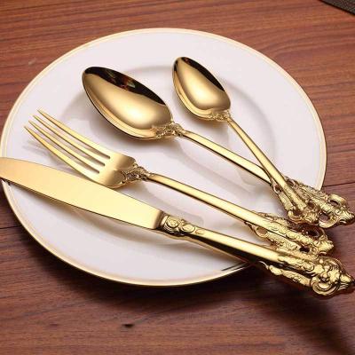 China Disposable Hot Sale Spoons Luxury And Royal Flatware Set Restaurant Hotel Dinnerware Set Cutlery Spoons And Spoons For Wedding 18/10 Stainless Steel for sale