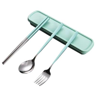 China Household Sustainable Home Use Korean Style Metal Chopsticks Stainless Steel Cutlery Set With Spoon Fork Chopsticks Coating for sale