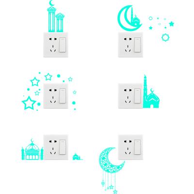 China Waterproof+Eco-friendly Cute Cartoon Design Glowing Moon Stars Fluorescent Switch Sticker Kids Room Decoration Sticker Decals for sale