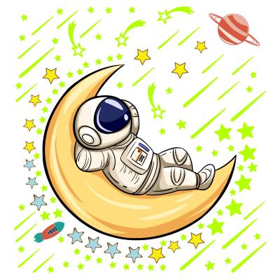 China Waterproof+Eco-friendly Art Decoration Decals Glowing 118 Fluorescent Moon Astronaut Wall Sticker Kids Room Decoration Sticker Decals for sale