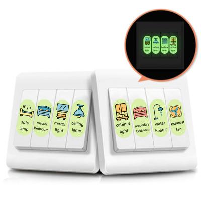 China Creative Design Waterproof+Eco-friendly Fluorescent Switch Stickers Kids Room Decoration English Sticker Glowing Fluorescent Stickers for sale