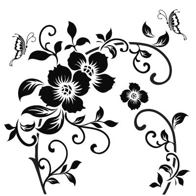 China Creative Black Butterfly Flower Vine Toilet Sticker Bathroom Removable Waterproof+ECO-Friendly+Self-adhesive Design Wall Decal for sale