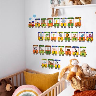 China Waterproof+Eco-friendly Cute Cartoon Design Alphabet Train Wall Sticker Kids Room Decoration Animal PVC Sticker for sale