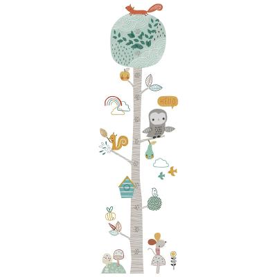 China Waterproof+Eco-friendly Recycled Removable Animal Tree Chart Measurement Height Wall Sticker Decal for Kids Baby Room and Kindergarten for sale