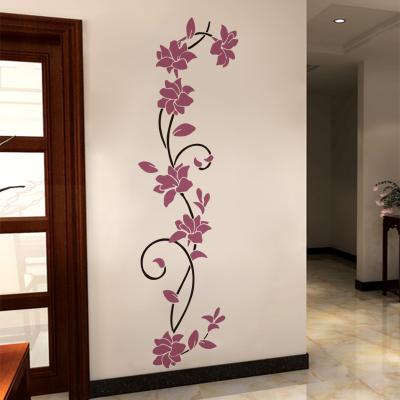 China Waterproof+Eco-friendly 3D Design Removable Rose Butterfly Flower Rattan Door Sticker Fridge Sticker Wall Decal for sale